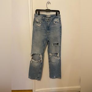 High waisted denim jeans Zara ripped open leg